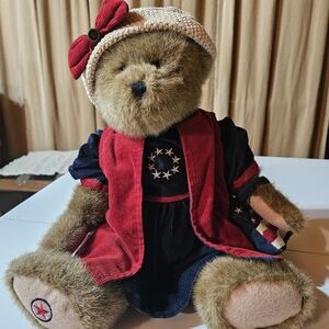 Patriotic Plush Bear with Red and Blue Outfit